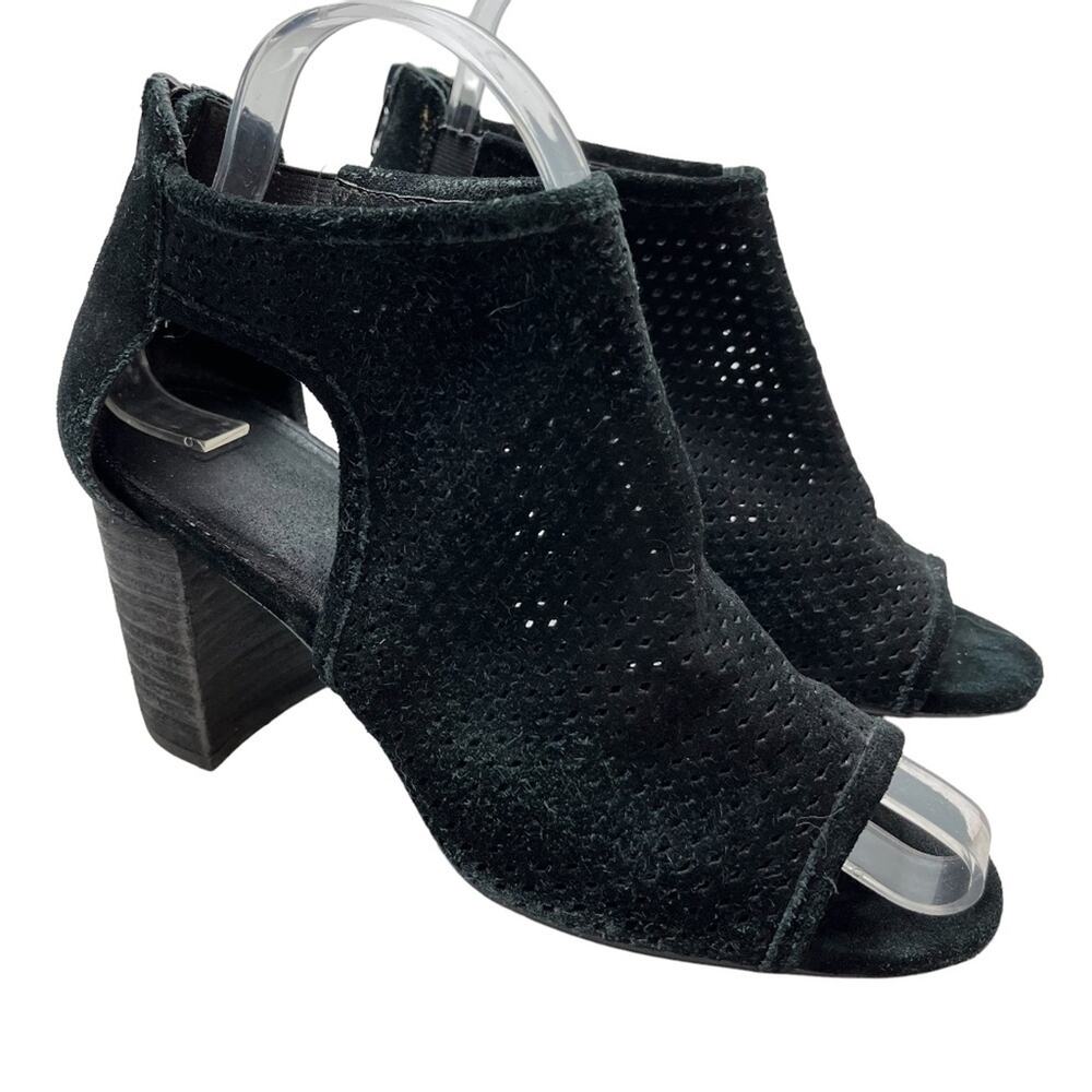 AEROSOLES HIGH FREQUENCY Black Genuine Leather Chunky High Heels Ankle Booties 7